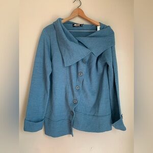 Umbre Bolivian 100% Alpaca blue green cardigan  sweater size large